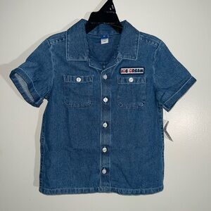 Old Navy Classic Blue Denim Shirt w/ Ice Cream Logo